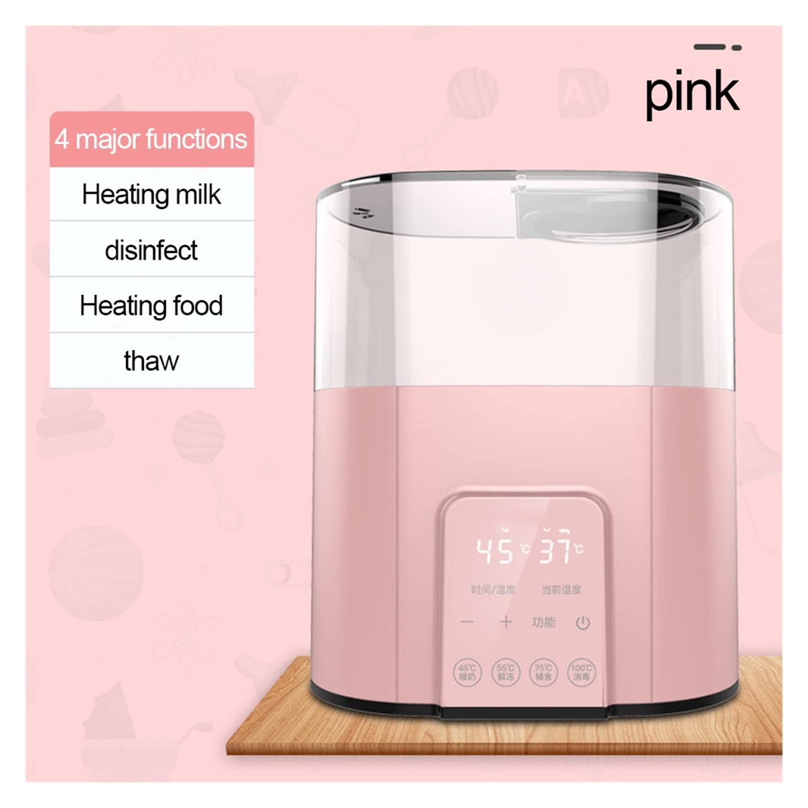 Flaschenwärmer Sechs-in-Eins-Milchflasche Wärmer Konstante Temperatur Automatische Abtauung und Babypflege-Flaschenheizung (Color : 4 pink, Size : One Size)
