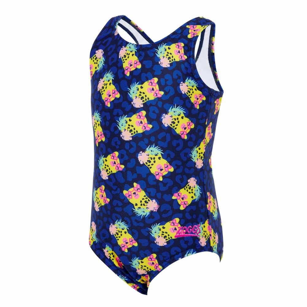 Zoggs Girls' Scoopback Tots Swimsuit, Kitten Safari Print, 6 Years