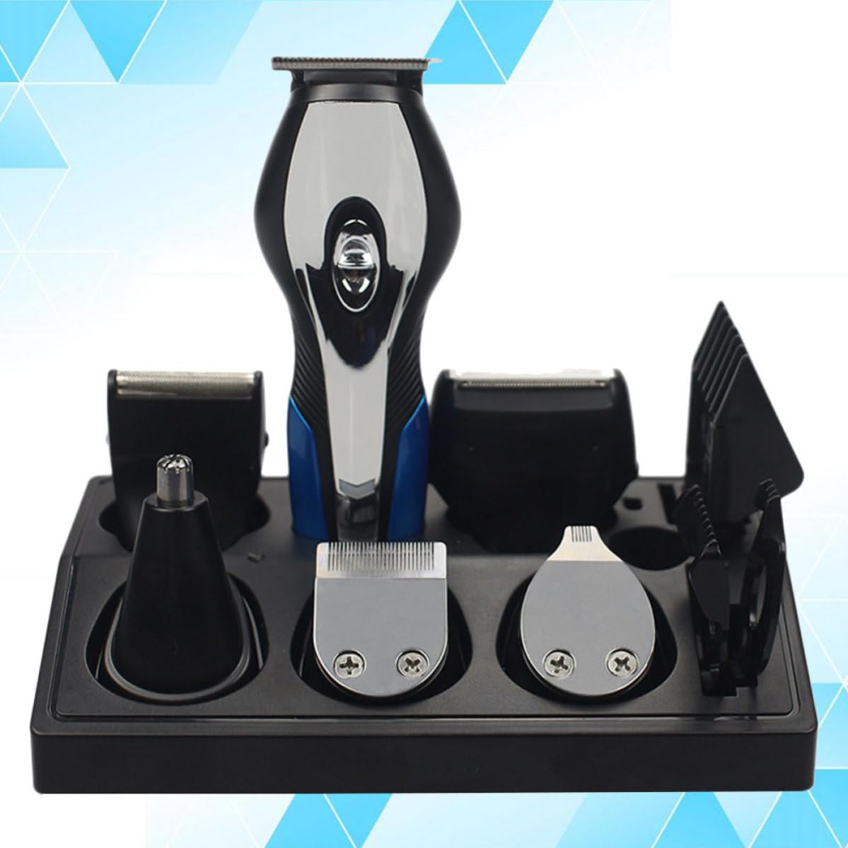 Set Trimmer e Rasoio Elettrico Nero con Lama Abs e Batteria, Ricarica Usb, per Rifinitura Barba e Pulizia Peli Naso, Uso Personale Maschile