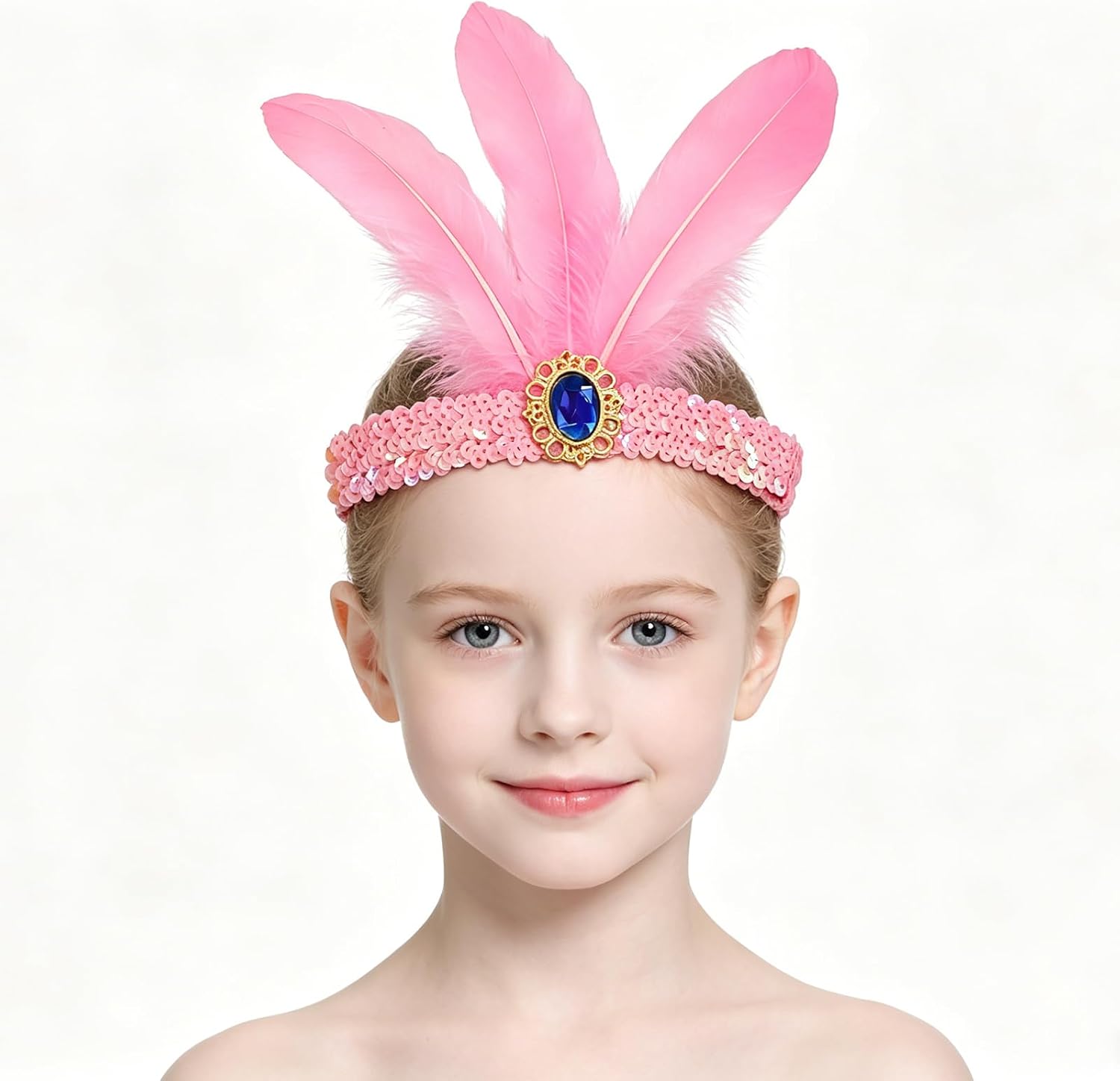 Feather Headpieces 2 pcs 1920s Flapper Tribal Style Costume Headband Showgirl Hair Accessory for Women Carnival Party