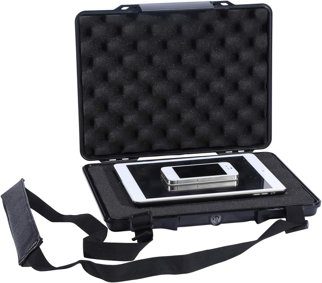 DCB Cases - Element 3322F 12.36 x 9.13 x 1.57 Int Dim | IP67 Waterproof | Protects Tablets, Phones, and Documents | Shoulder Strap | Latch Close | Injection Molded Plastic | Foam Insert - Image 2