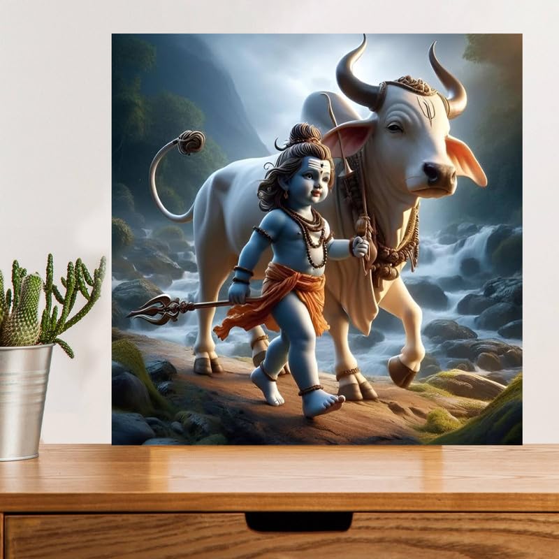 Image of British Terminal Cute little Bal Gopal Baby God Krishna| Kanha Ji | Laddu Lord Makhan Chor Painting Religious Poster for Pregnant Women for wall (matt thin vinyl,sticker,multicolor,unframed)| bj238
