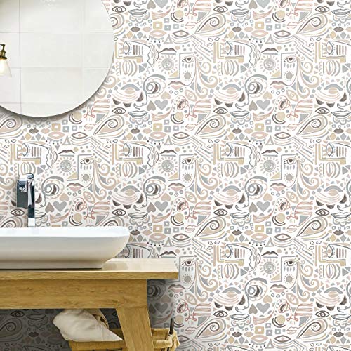 RoomMates Gray and Taupe Mod Faces Peel and Stick Wallpaper