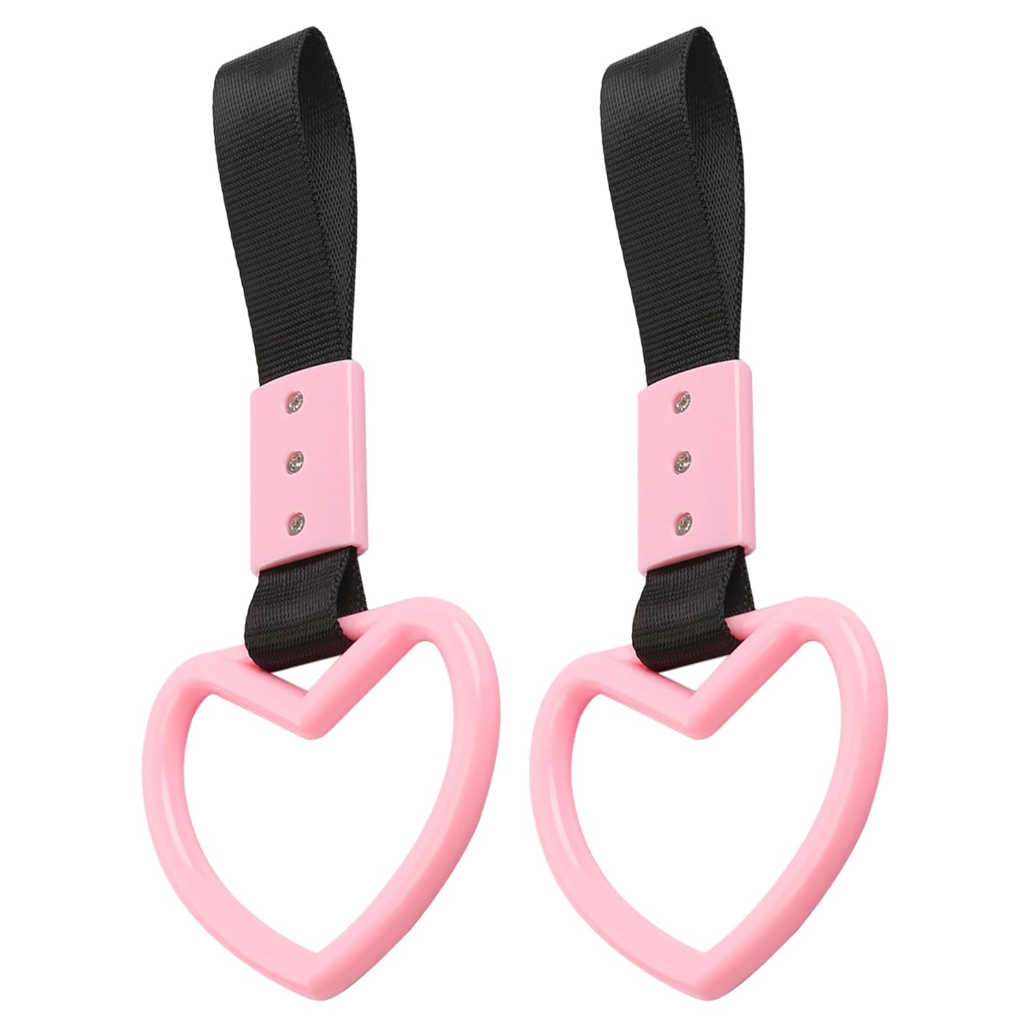 2PCS Heart Shaped Car Handle Straps Rear Bumper Warning Keychain Ring with Drift Charm for Car Exterior Interior