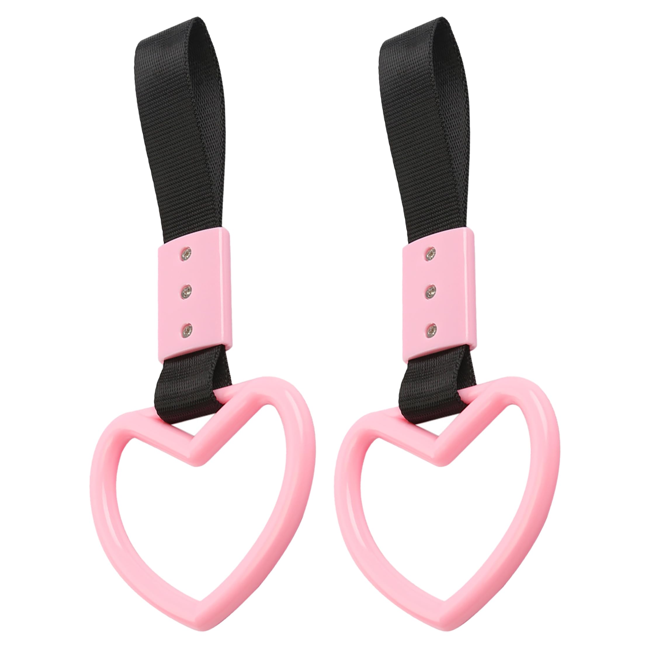 2PCS Heart Shaped Car Handle Straps Rear Bumper Warning Keychain Ring with Drift Charm for Car Exterior Interior