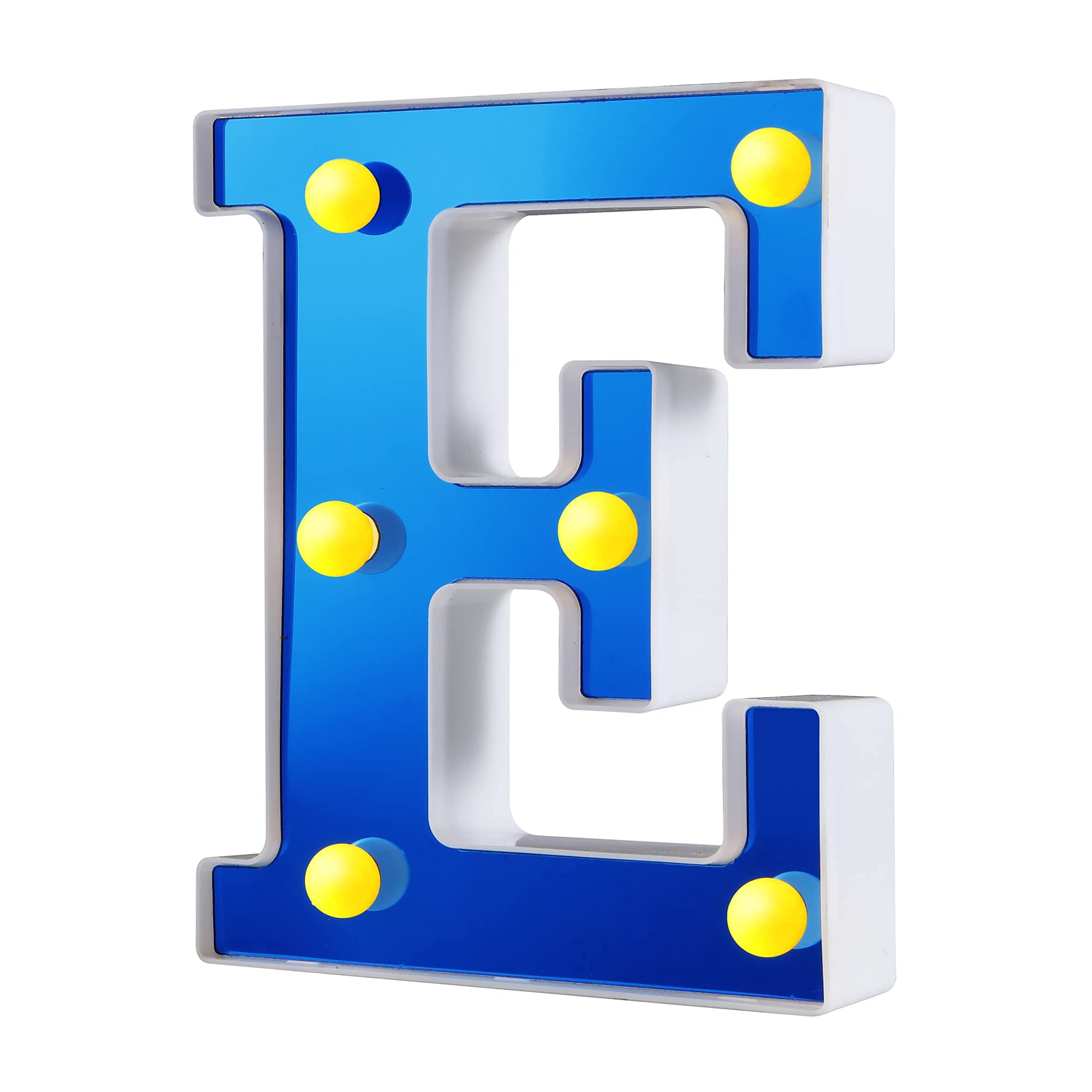 Samapet Light Up Letters Led Marquee Letters Light Signs Alphabet Night Lights for Home Cafe Bar Party Wedding Birthday Christmas Decoration, Battery Operated, Royal Blue Mirrored Surface - E