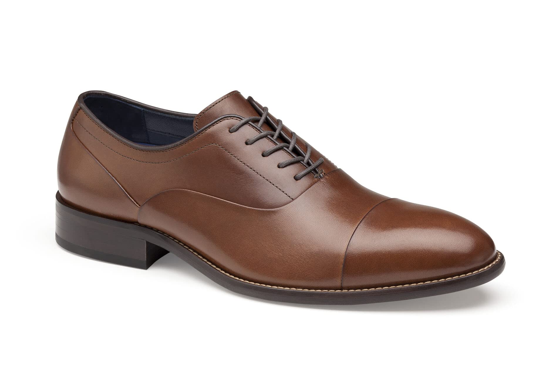 Johnston & Murphy Men’s Stockton Cap Toe Shoes | Round Cap Toe | Lace-Up Dress Shoe for Men | Leather Upper | Comfortable & Classic Footwear Design