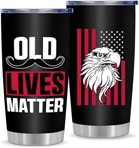 Regalos para hombres – Old Lives Matter - Taza de viaje con aislamiento de doble pared de acero inoxidable de 20 onzas para papá, marido, hombre,