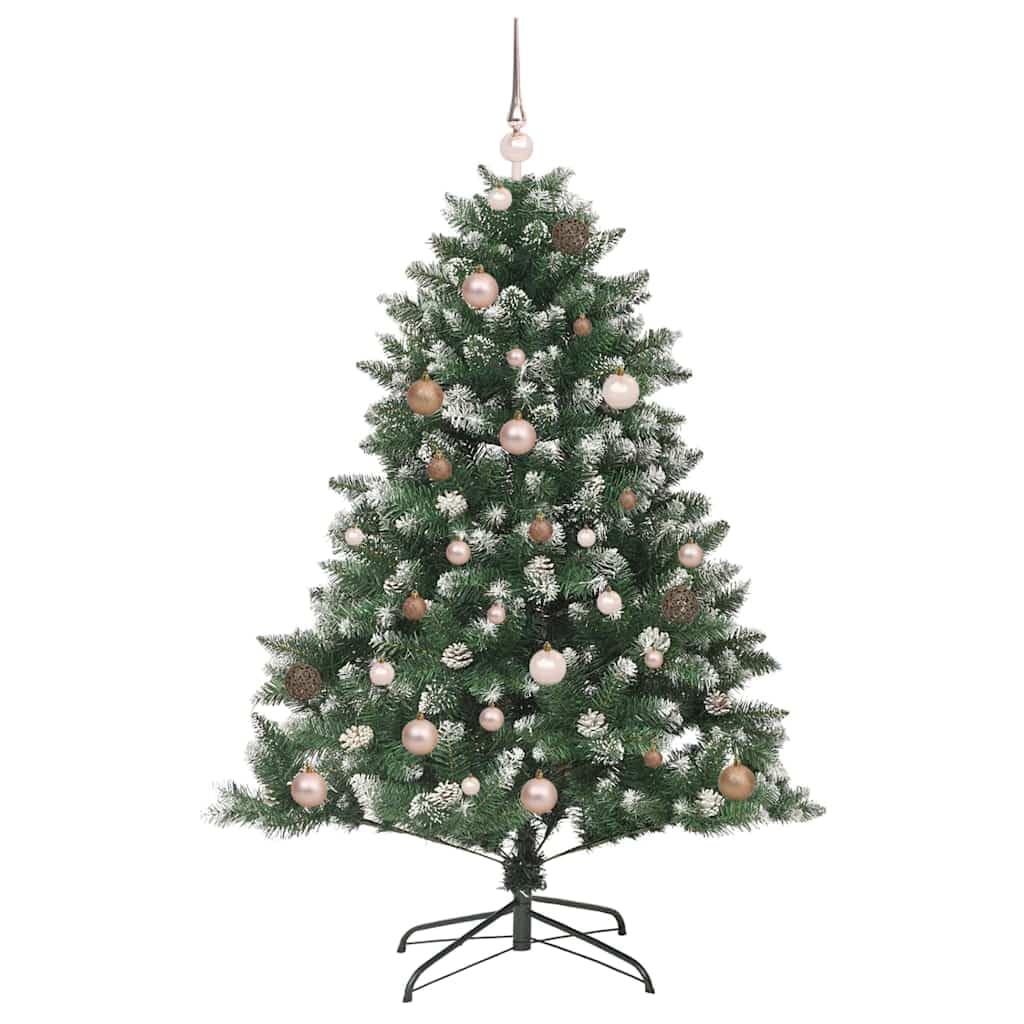 150cm LED Kunstbaum warmweiß 150LED 720PVC Kiefernzapfen+61Kugeln platzsparend für Wohnzimmer Wintergarten Garten Büro