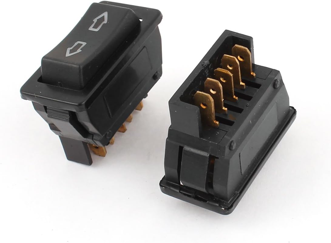 uxcell 2pcs Panel Mount 5 Pins Window Glass Lift Switch Button DC12V for Automotive