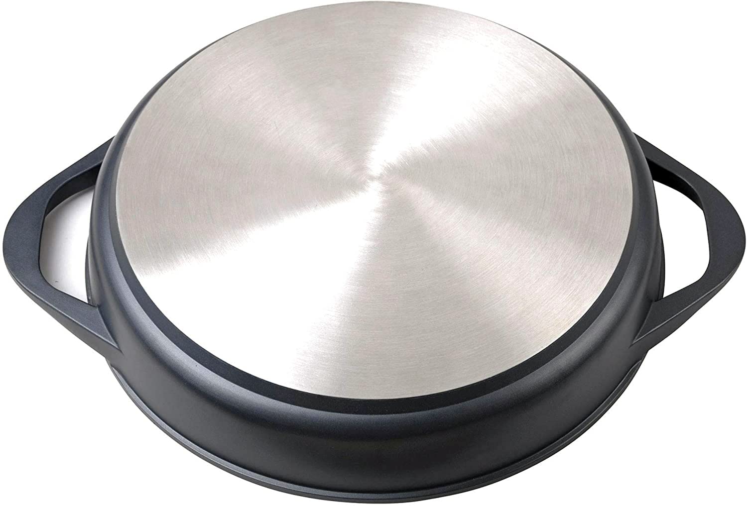 WECOOK! Ecochef Titanio Casseruola Bassa, Induzione, Coperchio di Vetro 36cm, Antiaderente QUANTANIUM Ecologico senza PFOA, Alluminio Fuso 5mm Spessore, Maniglie in Silicone, Vitroceramica, Forno