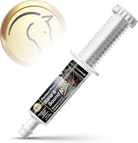 Perfect Prep EQ Sane and Sound MAX - Pasta calmante para caballos, acción larga, máxima fuerza calmante para la solidez y la ansiedad, mostrada