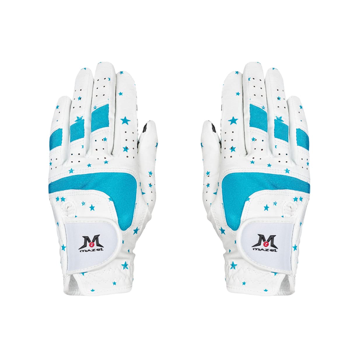 MAZEL Kids Golf Gloves Left and Right Hand with Premium PU,Breathable Mesh Fabric for Better Gripping,S M L Available (Stars Blue, M)