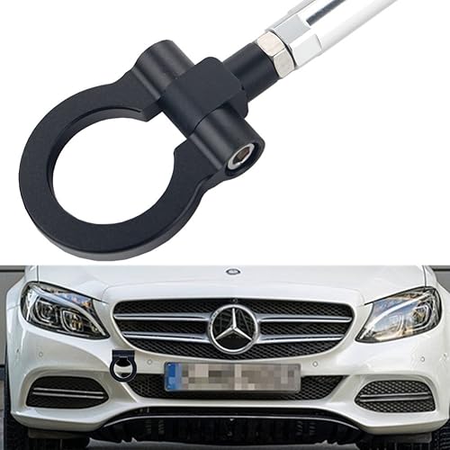 Dewhel Perno de gancho de remolque para parachoques delantero, sin taladro, agujero de reubicación para Mercedes W204 Clase C W212 Clase E C117 Negro