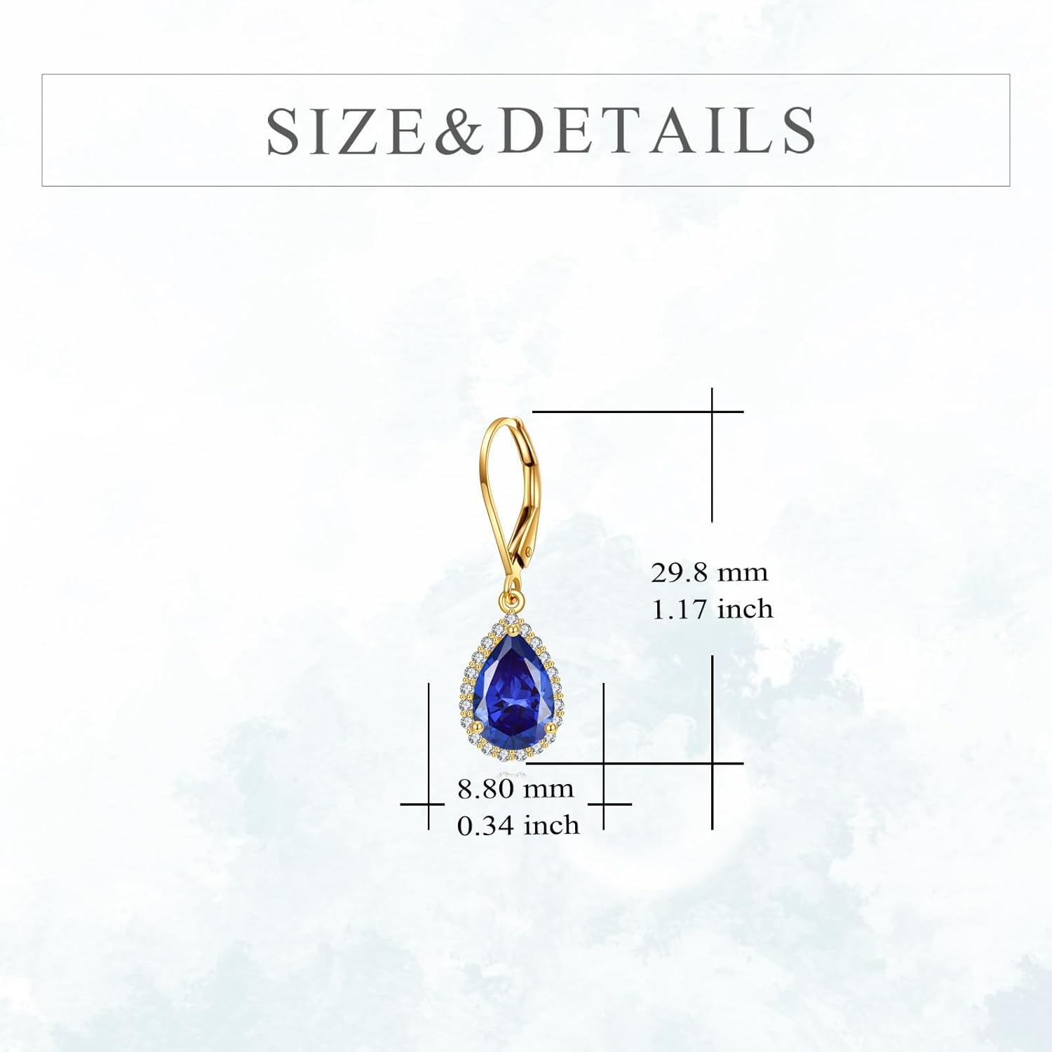 KECHO 14K Real Gold Gemstone Earrings Solid Yellow Gold Dangle Drop Leverback Jewelry Anniversary Birthday Gifts for Women - Image 3