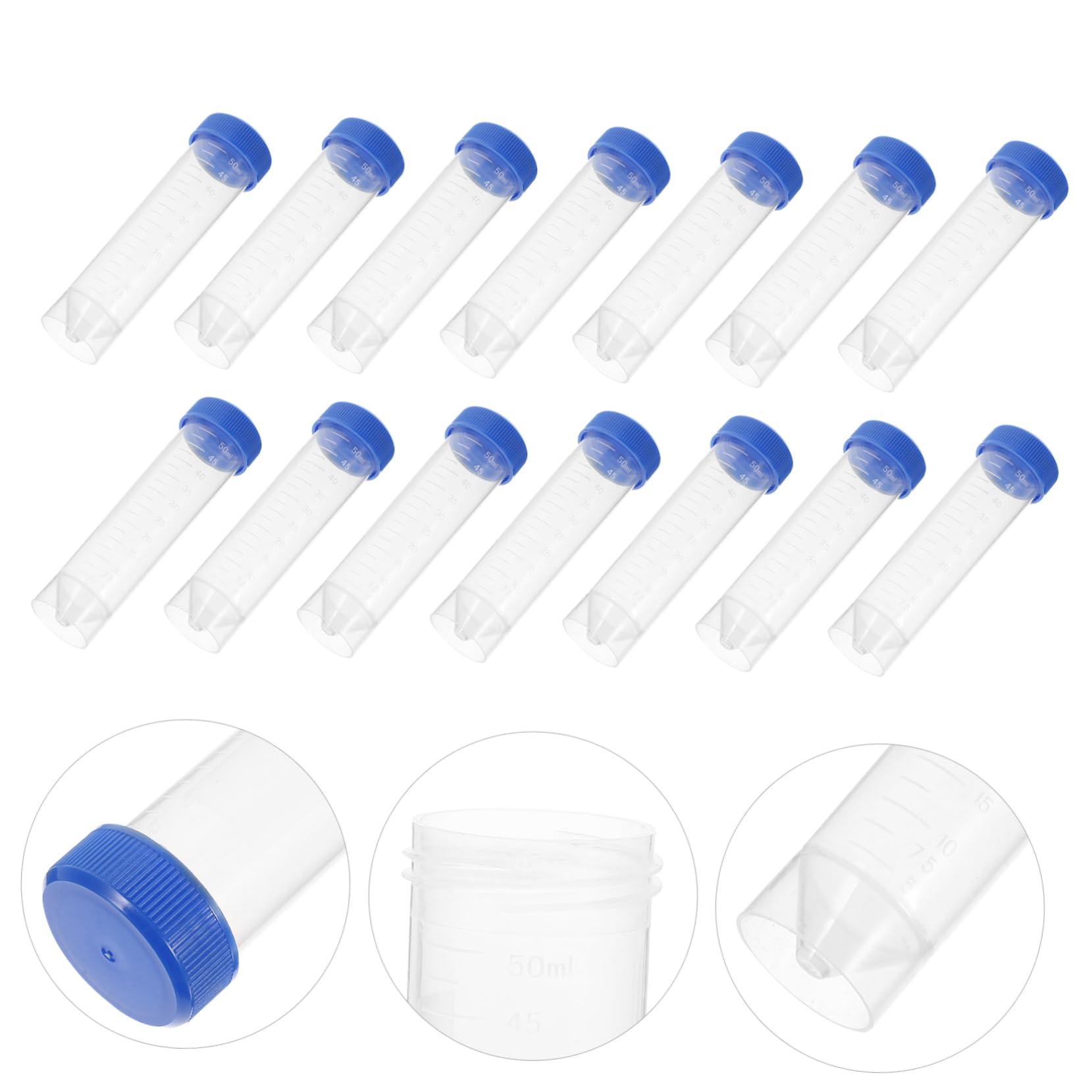 CHILDWEET Provette da Centrifuga da Laboratorio 50ml in Pp con Tappo a Vite 50 Pezzi Fondo Piatto Resistenti e Facili da Trasportare per Analisi Scientifiche