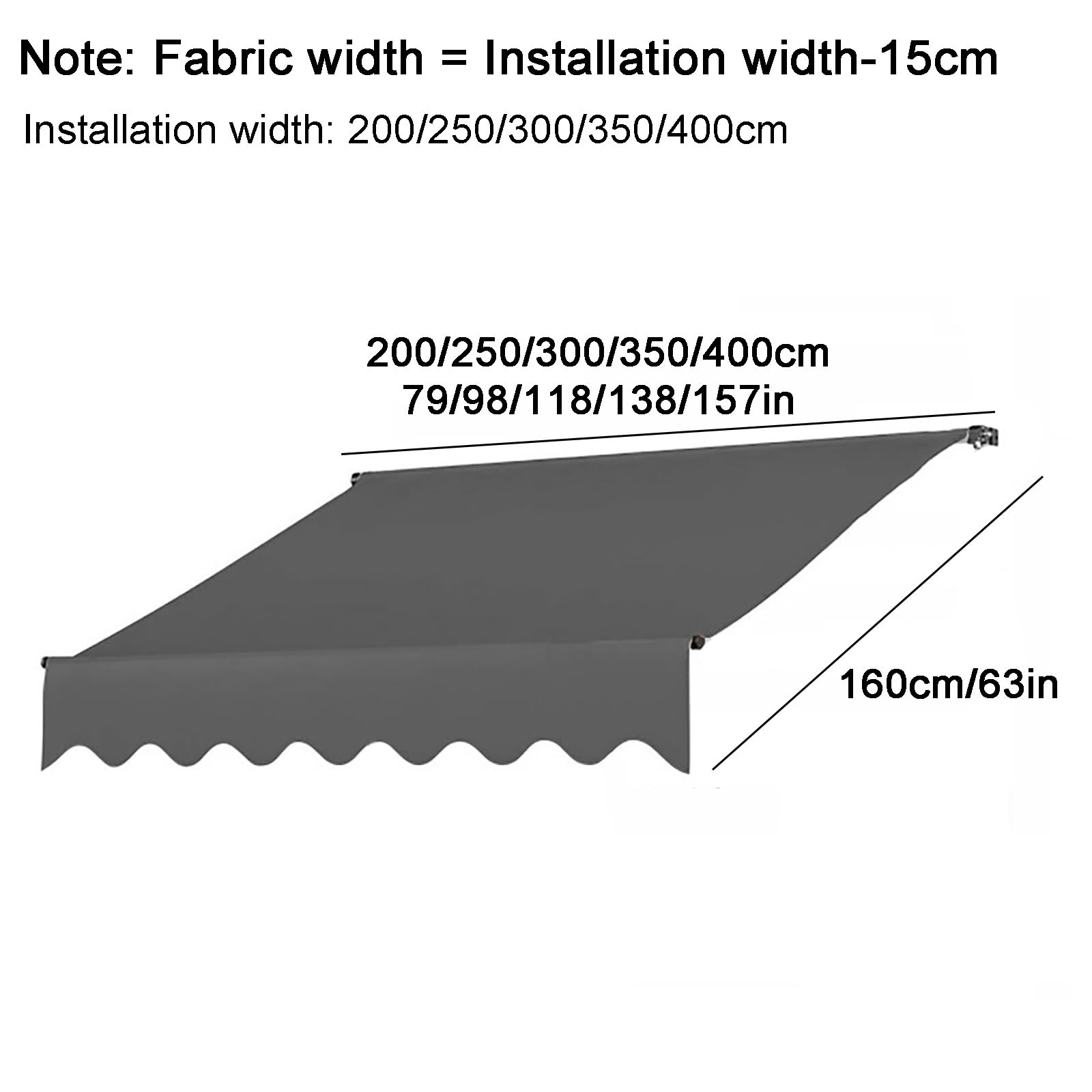 RetractablPatio ning Zamiennik bez tkaniny zacisk markery wodoodporny powlekany poliester szare paski 157 cali x 63 cali 400 x 160 cm łatwa instalacja