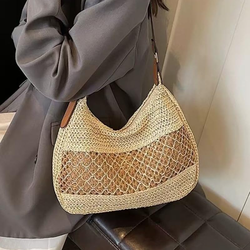 Women's Woven Boho Straw Beach Tote Bag Cute Clutch Handmade Shoulder Purse 2025 Summer Trendy Raffia Handbags4