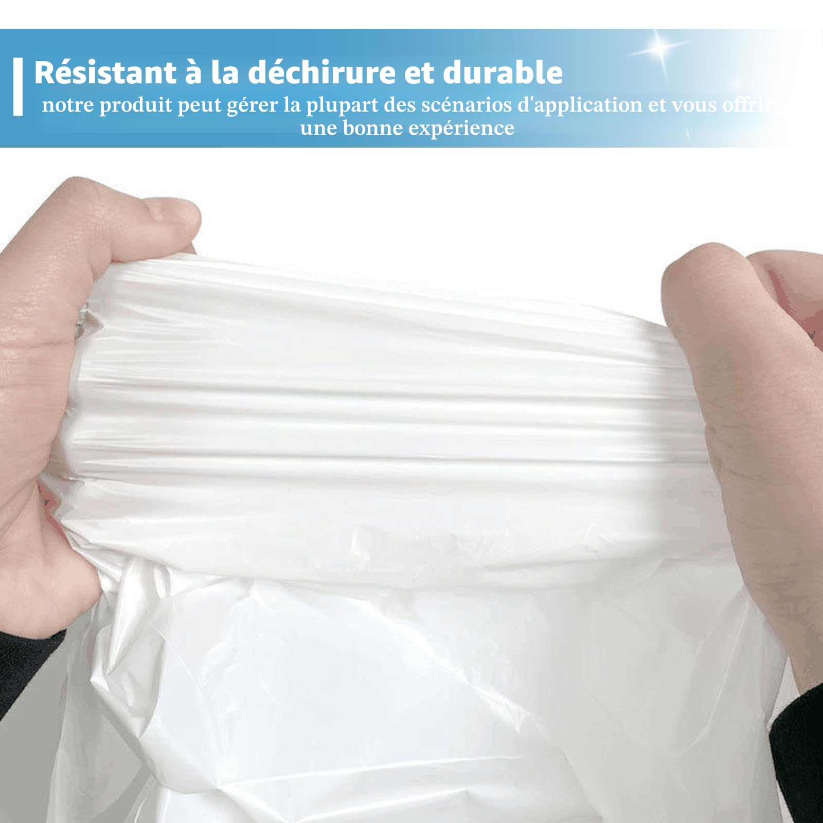 Sporgo Lot de 160 sacs poubelle avec poignée de transport : sacs à litière pour chat autonettoyants avec cordons de serrage, sac à litière pour chat, recharge pour litière pour chat, 8 rouleaux