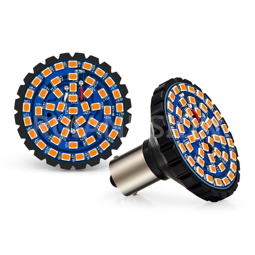 Ruiandsion 1156 LED Luce Frecce Ambra Giallo 12V 7506 1141 93 P21W BA15S 2835 48SMD Sostituzione per Moto Harley Davidson Stile Proiettile