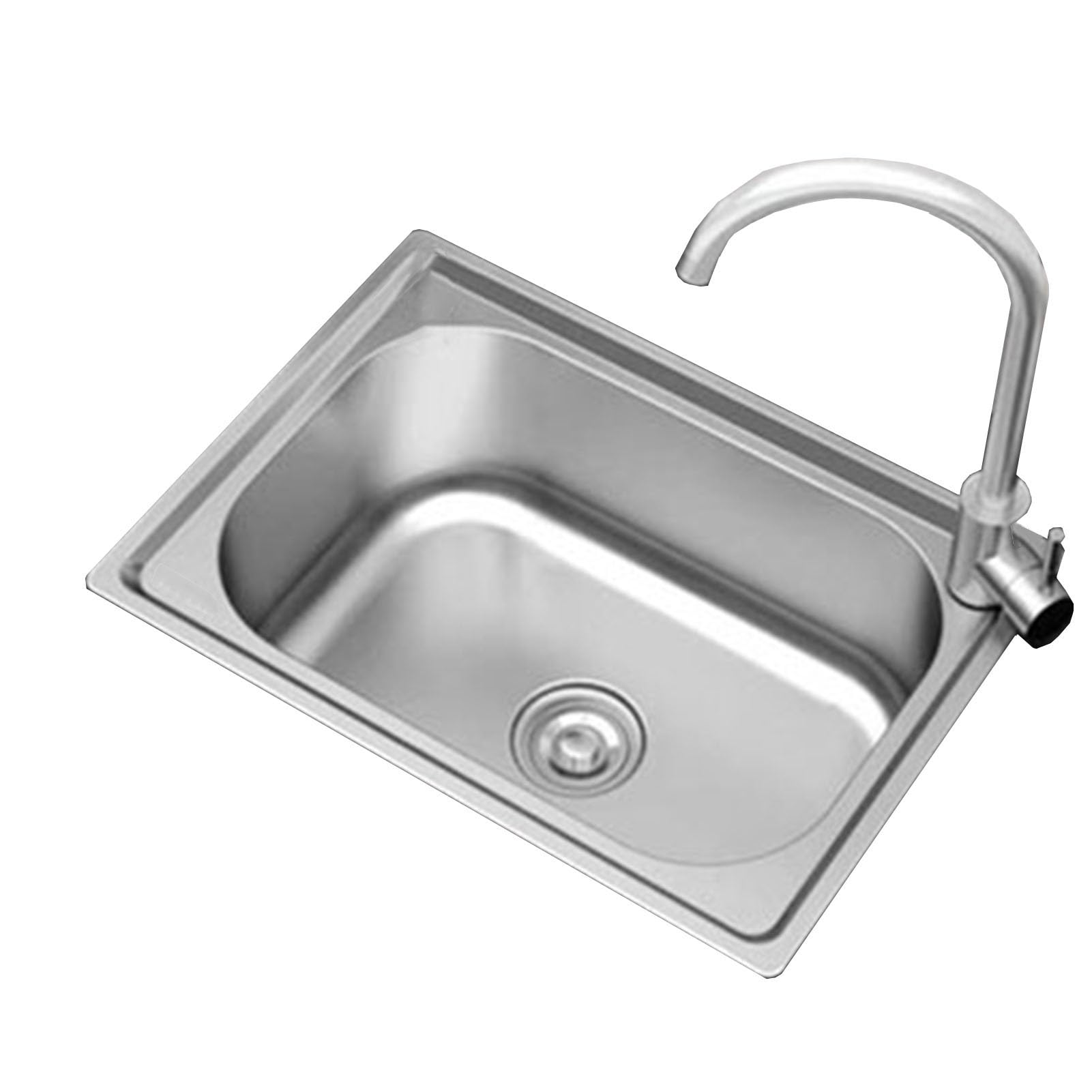 ZQFHSX Rectangular Kitchen Sink, Stainless Steel Commercial Restaurant Sink with Drainer Unit and Tap for Indoor, Garage, Laundry,Utility Room, Bathroom (45×39cm)