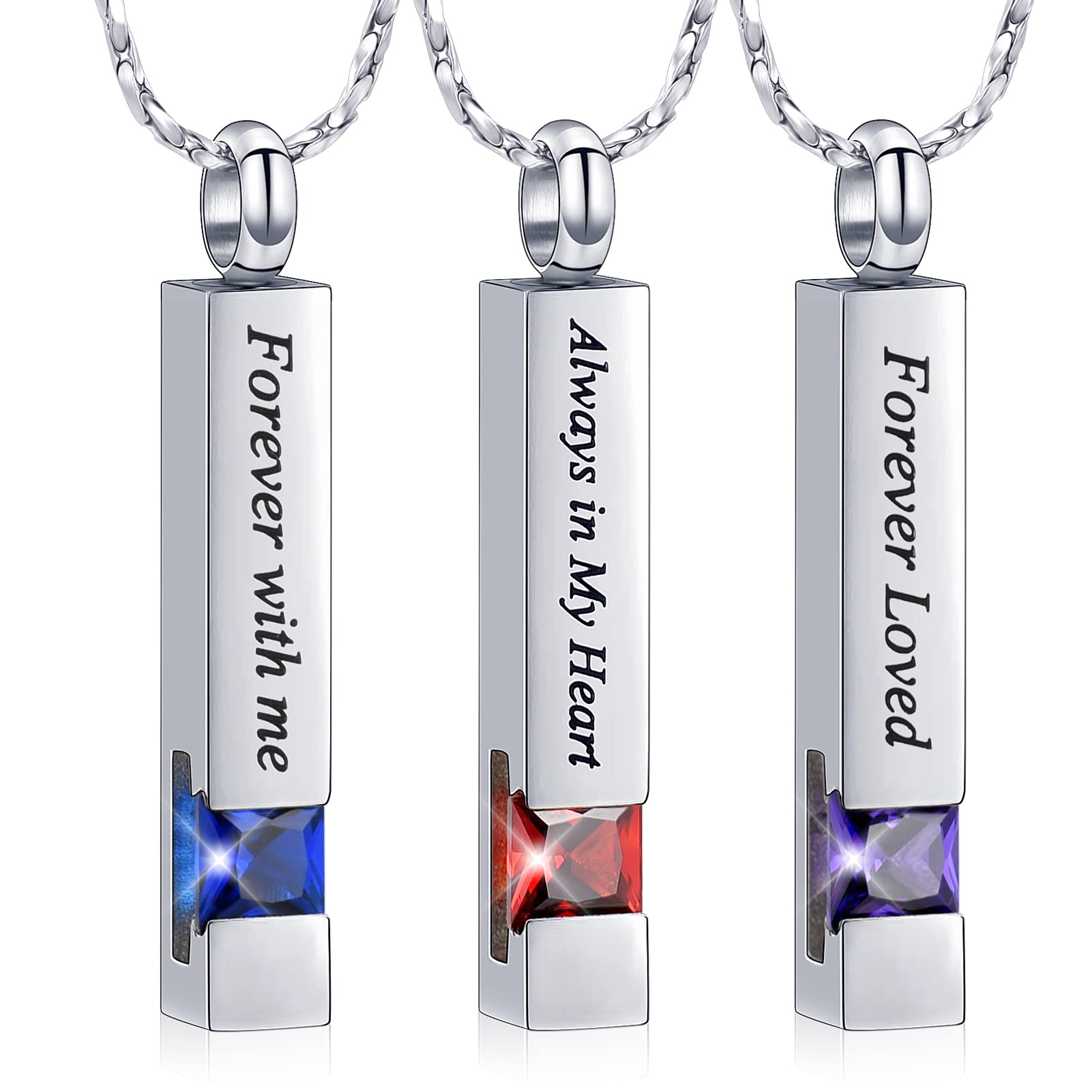 Imrsanl Cremation Jewelry with Crystal Eeys Memorial Charm Locket for Pendants Necklace for Ashes Keepsake Urn Jewelry for Men/Women