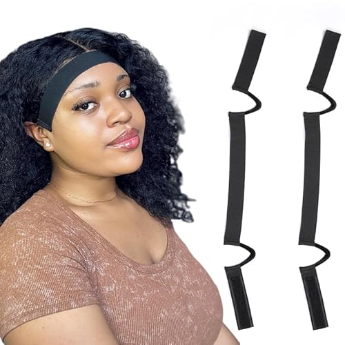 Lyric Selection 2Pcs Wig Band For Lace Front Ear Cut Free Lace Melting Elastic Band Headband For Women No Slip C Shaped Ear Curve Black Color Regualr Size