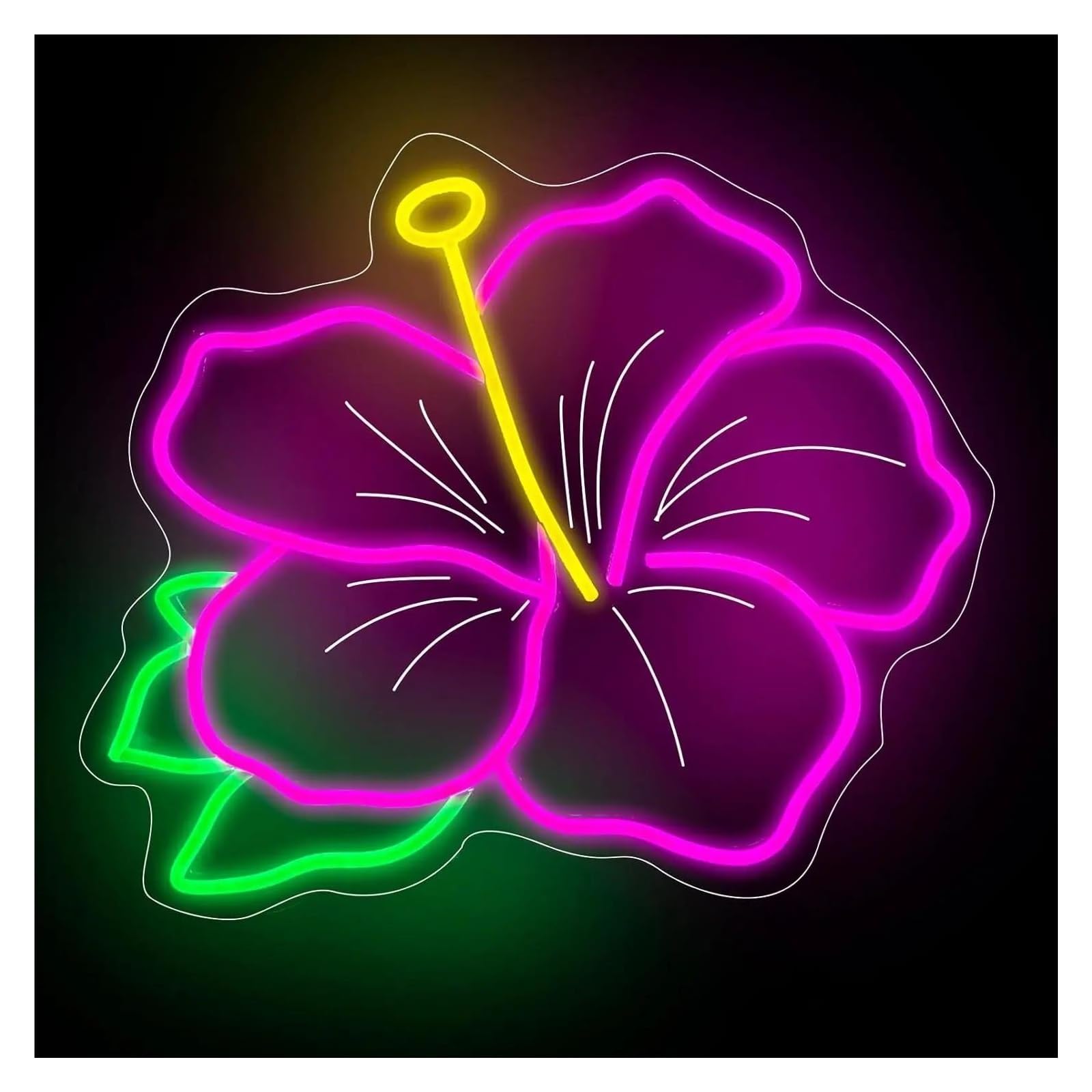 XENITE Hanging Art Neon Signs Hibiscus Flower Neon Sign USB Dimmable for Birthday Party Bedroom Room Pub Bar Home Wall Art Decoration 30x24cm(A)