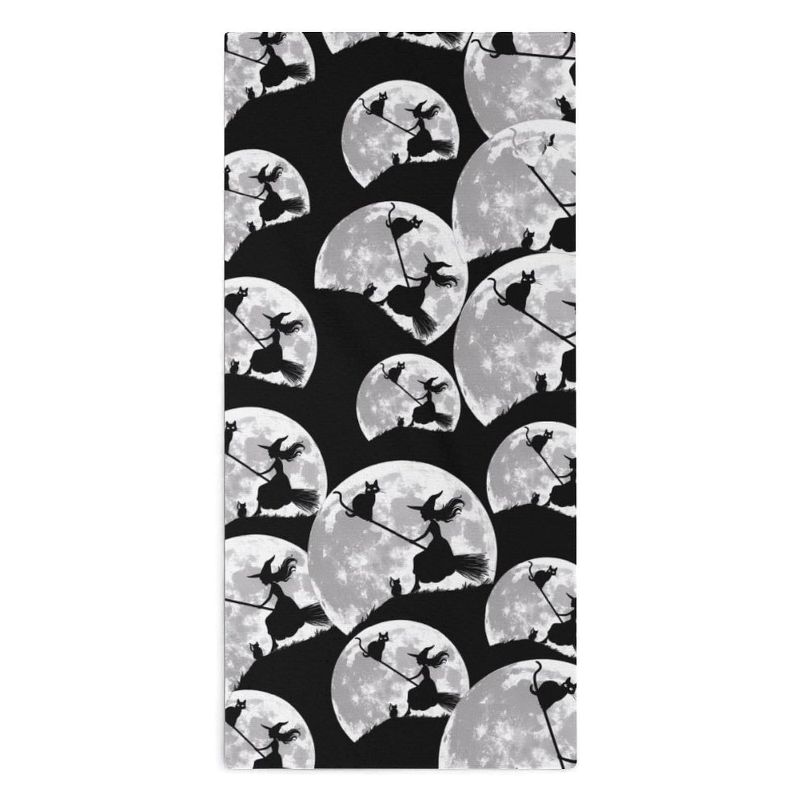 TXFBTRFSA Flying Witch On Broomstick Full Moon Hand Towels for Adult Face Towel Bath Beach Swim Accessories