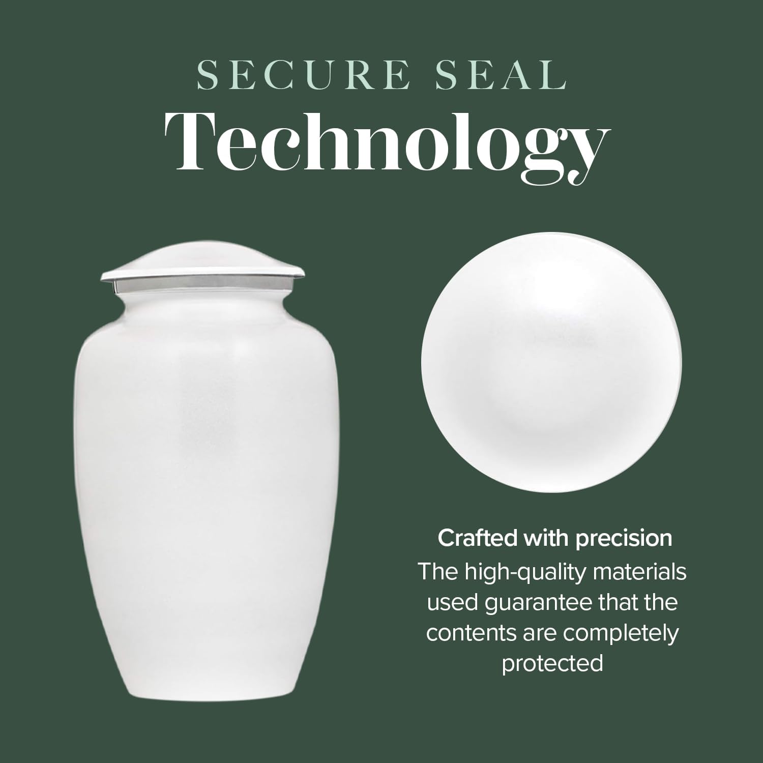 Eternal Harmony Large Urn for Ashes, Adult Male & Female Cremation Vase for Human Ashes, Secure Seal & Velvet Bag, Funeral Vase for Men & Women Up to 200 lbs, 7x11” (Large, C Pearl)