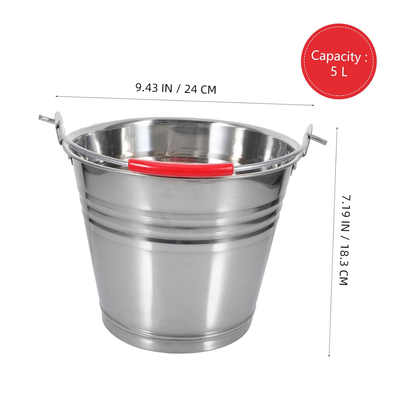 OUNONA Stainless Steel Water Bucket with Handle Portable Milk Storage Pail Multipurpose Metal Pail for Home Kitchen Outdoor Use