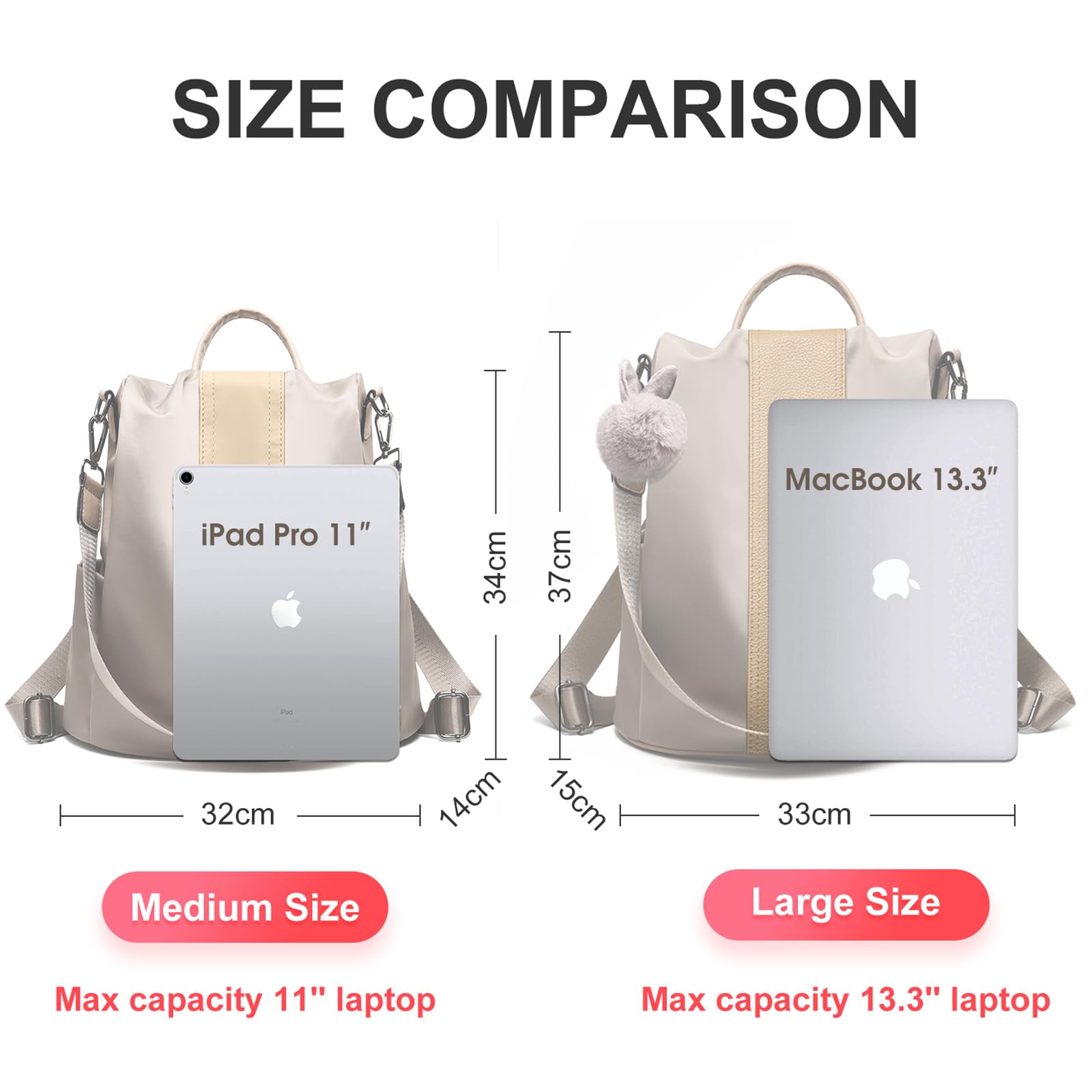 Charmore Zaino da Donna Antifurto Borse Nylon impermeabile Daypack Spalla per Viaggio Lavoro Scuola