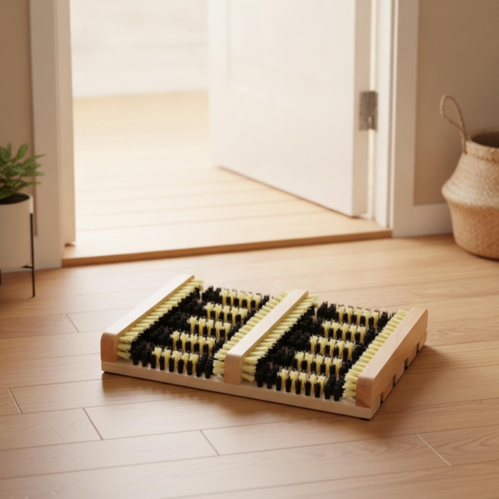 Milageto Brosse Ntoyage Chaussures Cadre en Bois Massif Robuste Brosse à Chaussures D'extérieur en Bois Faible Hauteur pr, Buanderie