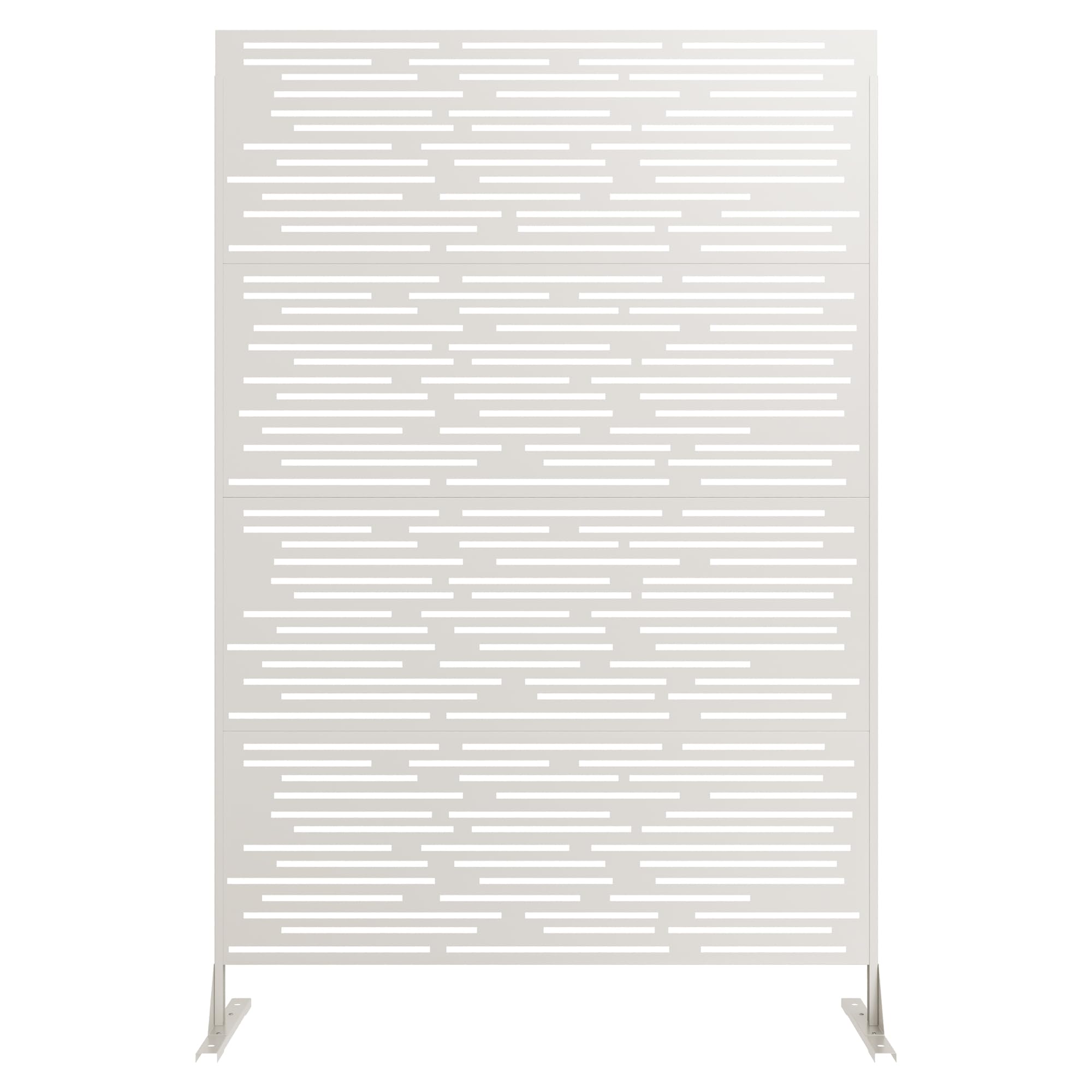 Decorative Garden Privacy Screen with Stand – 180H x 117W cm Metal Freestanding Outdoor Divider, Rust-Resistant Trellis Fence for Balcony, Patio, Backyard, Pool, Hot Tub & Indoor Room – Black/Grey