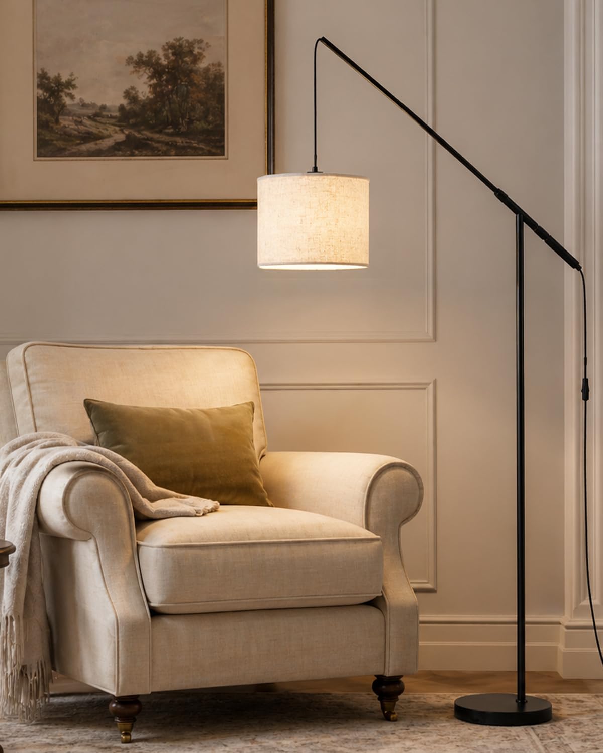 Wio-Mio Floor Lamp, 79" Modern Arc Standing Lamps with Adjustable Height and Stepless Dimmable Brightness & Color, Standing Lamp with Remote, Tall Standing Lamp for Living Room (Bulb Included)
