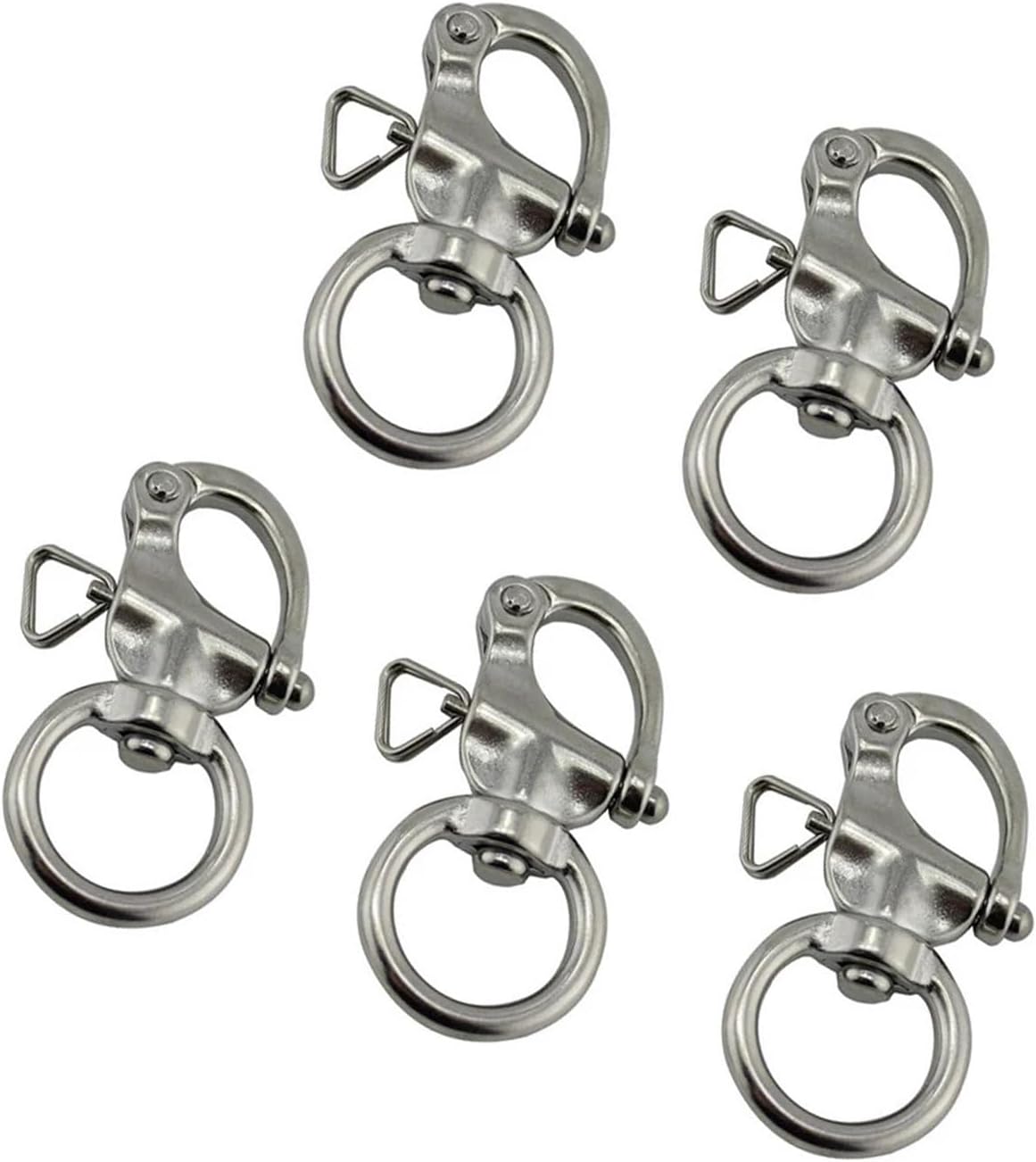 Water Sports 5PCS Stainless Steel 316 Snap Shackle 65mm 76mm Marine Stainless Steel Quick Release Snap Shackle Under Load for Bracelets Sailing Accessories(65mm)