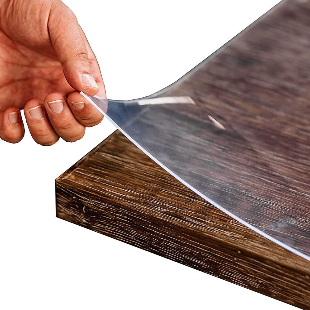 Ertex Tischfolie Transparent 2.2mm Mit Abgeschrägter Kante - Tischschutz in Verschiedenen Größen und Wunschmaß - PVC Schutzfolie für Tisch 50 x 95cm