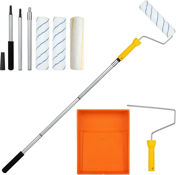 FWEEK Paint Roller Set, Telescopic Aluminium Alloy Rod Paint Roller