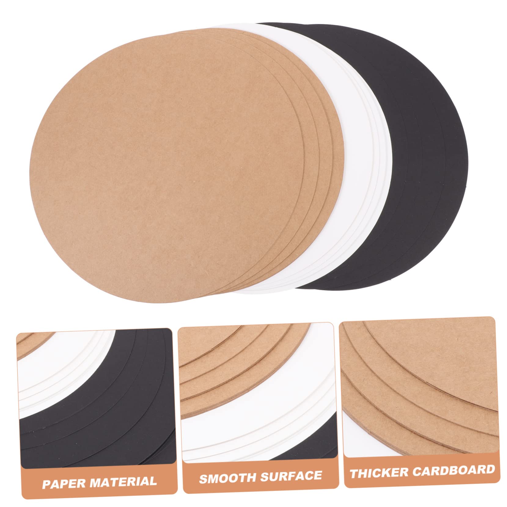 HOODANCOS 60 Cartoncini Rotondi in Carta Kraft Nera, Leggeri e Portatili, Superficie Liscia, per Pittura e Calligrafia Fai da Te