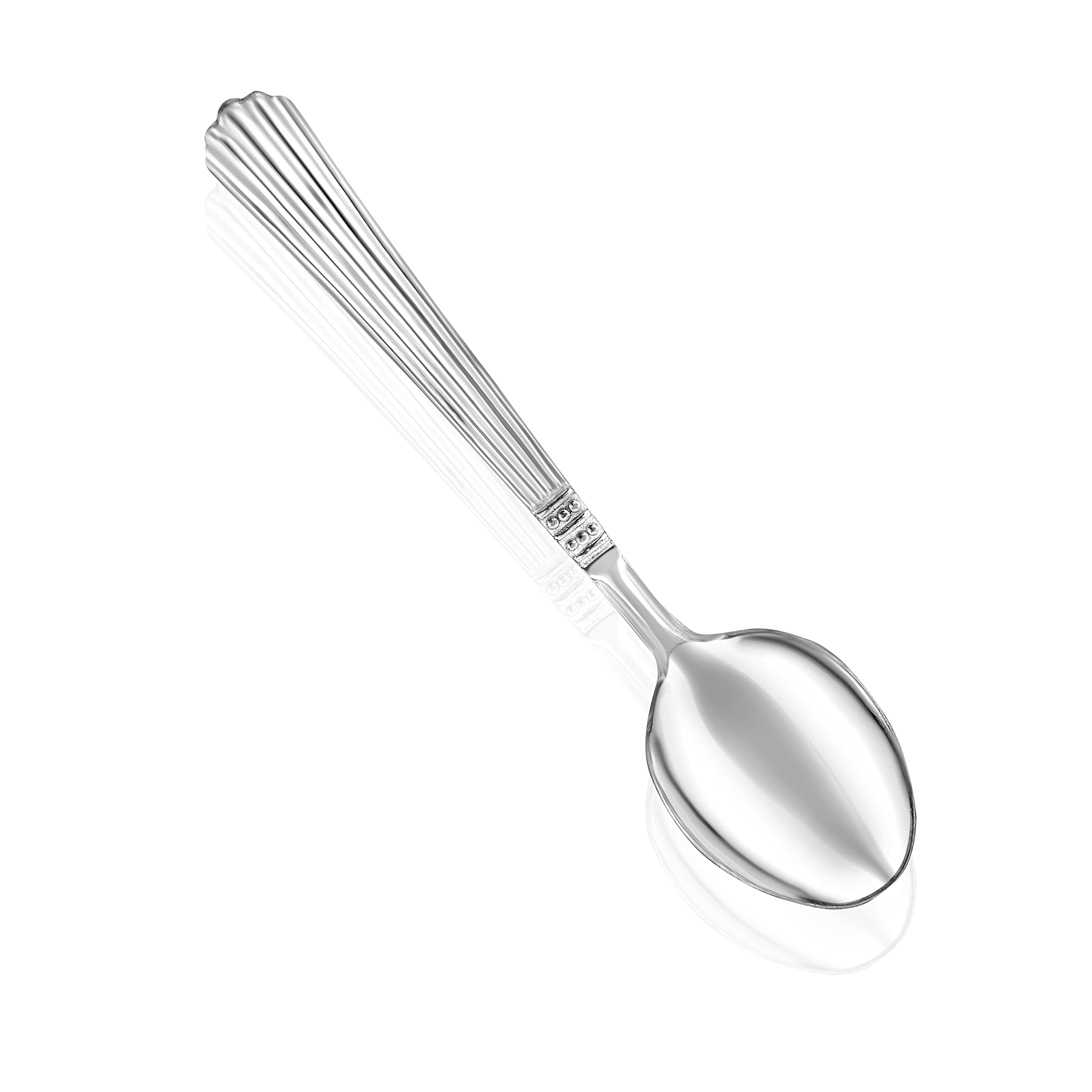 Swastik Jewellers Pure Sterling Silver 92.5 Baby Spoon weighing 31.26gm for Baby and Child - Curved Majestic, Chaandi Spoon for Baby Feeding, Pooja, Home, Temple & Gifting Purpose