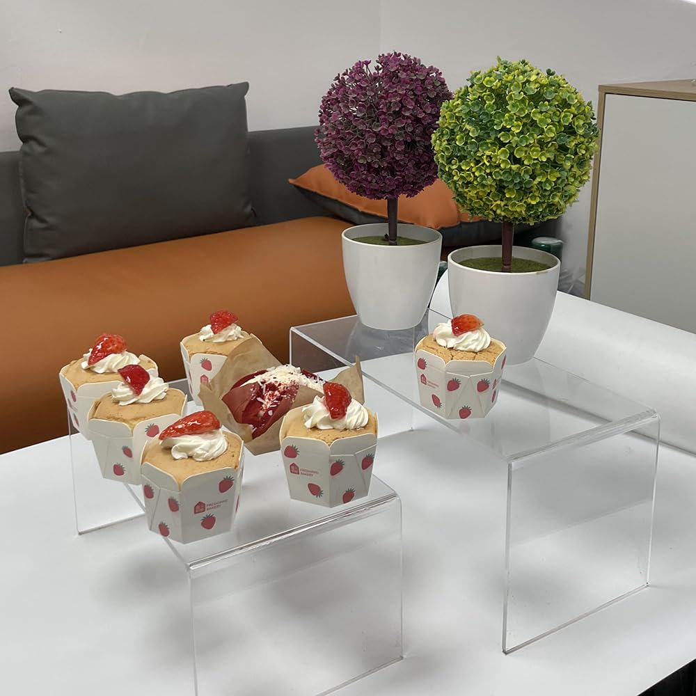 Große Acryl-Ständer, transparente Regale, 4 Stück, für Küche, Wohnzimmer, Dessert, Cupcakes, Parfums, Sammlerstücke, Figuren für Heimdekoration, Partys, Geschäfte