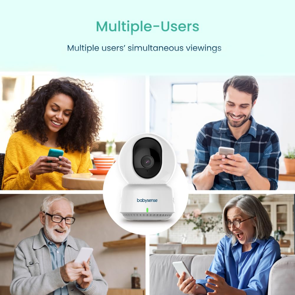 Ver monitor inteligente WiFi para bebé, cámara de 1080p, visión nocturna HD, detecta y rastrea movimiento, captura y graba - Tarjeta SD incluida, aplicación inteligente gratuita para iOS y 8