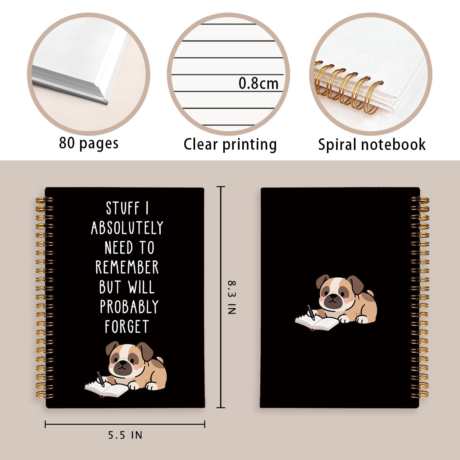Divertido cuaderno de perro boxer, regalos para mujeres y hombres, regalos para amantes de los perros boxeadores, regalos divertidos para compañeros de trabajo, cuaderno de espiral de tapa dura