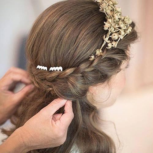 Miniatura 5 de 20 peines pequeños de metal pequeños para mujeres y niñas, peines deslizantes de alambre en blanco liso para clips de torsión y manualidades