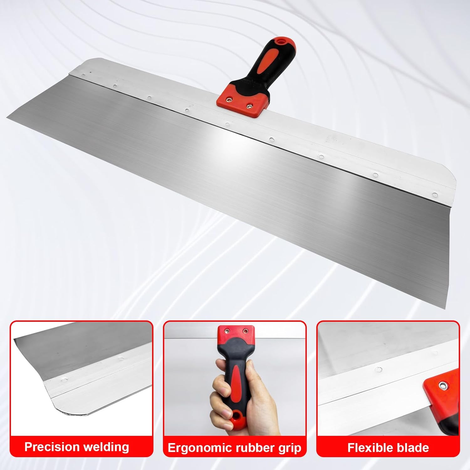 Drywall Knife 2pcs/Set, 18'' + 24'' Stainless Steel Drywall Putty Knives Hand Tool Kit for Drywall Joint Taping, Finishing & Patching