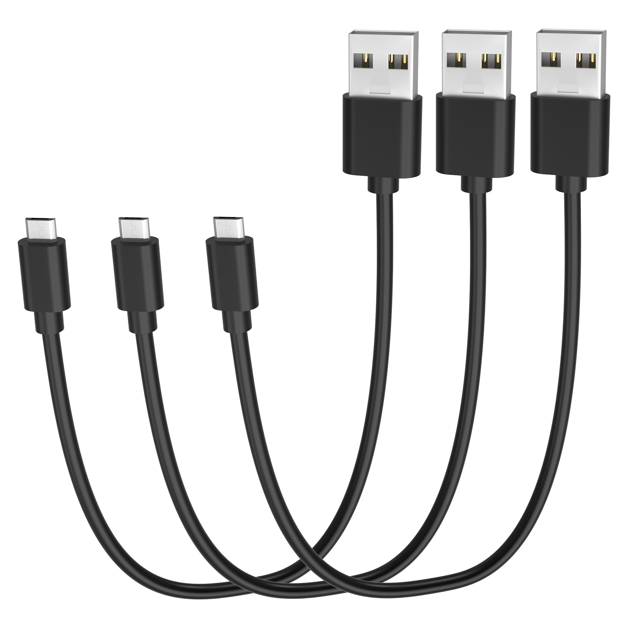 Short Micro USB Cable, 3-Pack 1ft Short Micro USB to USB 2.0 Charging Cables - Fast Android Charger Compatible for Samsung Galaxy S7 Edge Tab J7 Note 5, LG, Kindle, Sony, HTC One, Etc.