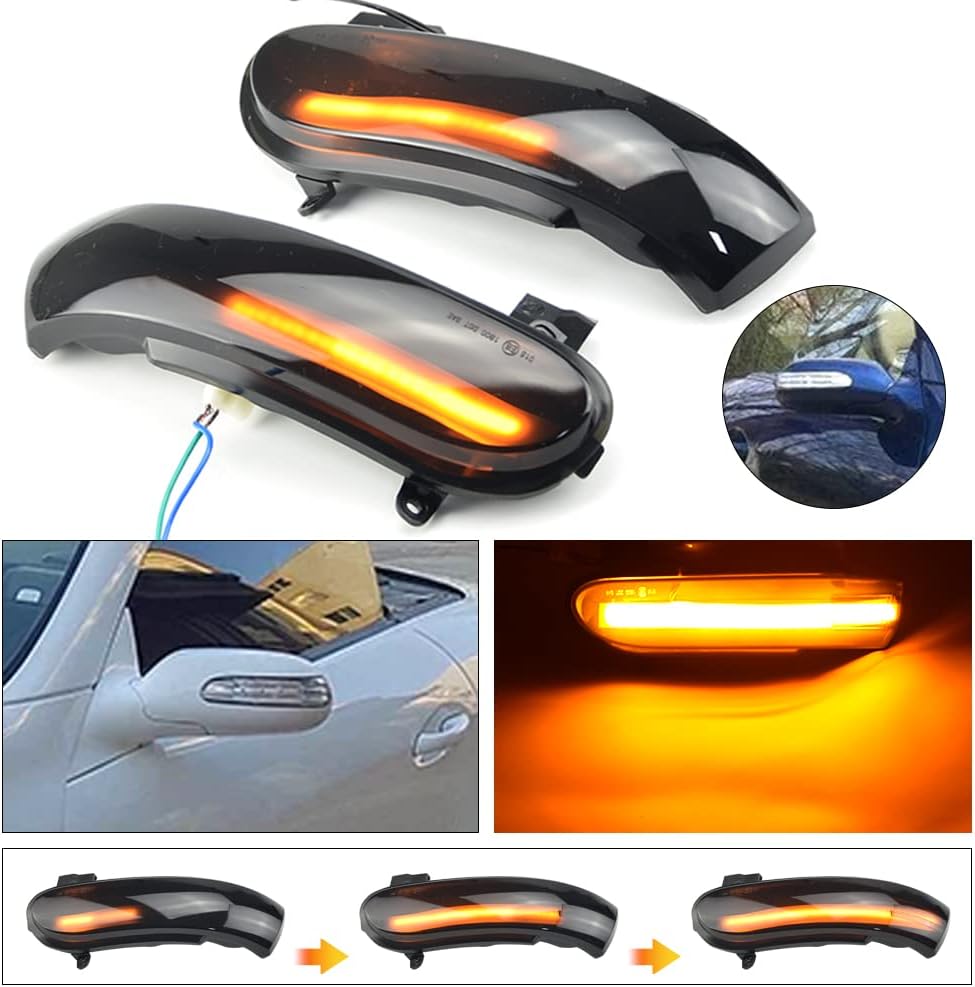 2pcs LED Dynamic Turn Signal Light Assembly Side Mirror Sequential Blinker Lamp Compatible with B-enz SLK-Class R171 W171 SL-Class R230 W230 2008