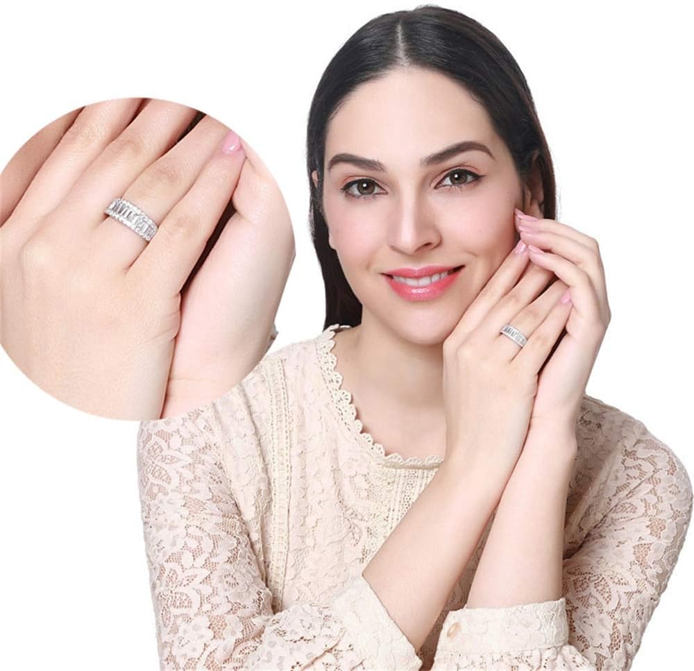 925 Sterling Silver Shiny Full Diamond Ring Cubic Zirconia Half Rings CZ Diamond Multi Row Ring Eternity Engagement Wedding Band Ring for Women (US Code 7) - Image 5