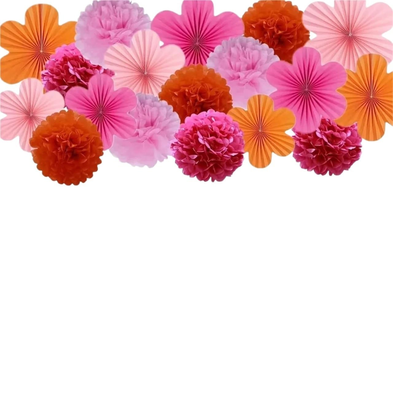 Pompons Deko 18 Stück Papierfächer und Pom-Poms-Dekoration