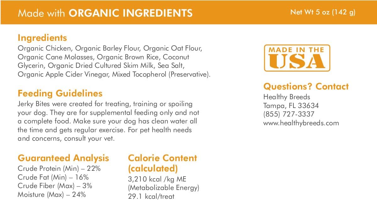 Healthy Breeds Mastiff Jerky Bites Chicken & Rice Recipe Dog Treats 5 oz